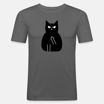 Sint svart katt - Slim Fit T-skjorte for menn