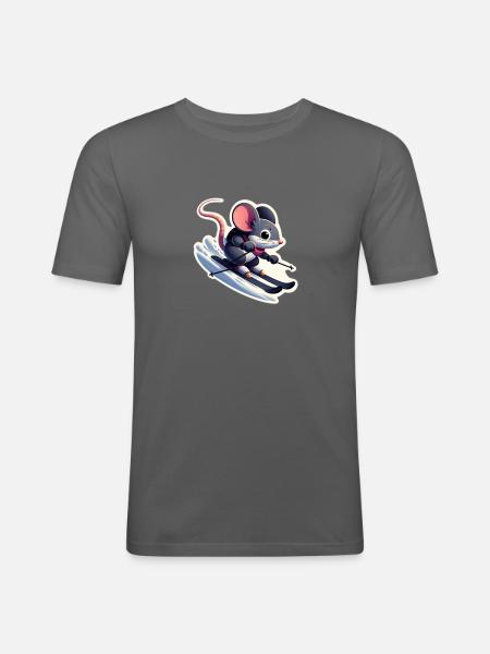Maus die Ski fährt - Männer Slim Fit T-Shirt - Graphite