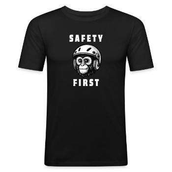 Safety Monkey - Männer Slim Fit T-Shirt - Schwarz - Vorne - Nik (191cm)