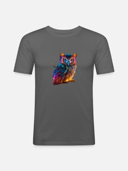Neon Owl - Männer Slim Fit T-Shirt - Graphite