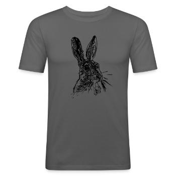 Hase oder Feldhase Strichzeichnung - Männer Slim Fit T-Shirt - Graphite - Vorne - Nik (191cm)