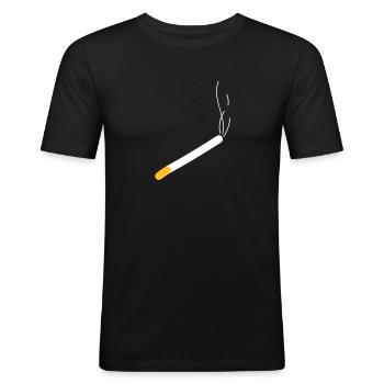 zigarette - Männer Slim Fit T-Shirt - Schwarz - Vorne - Nik (191cm)