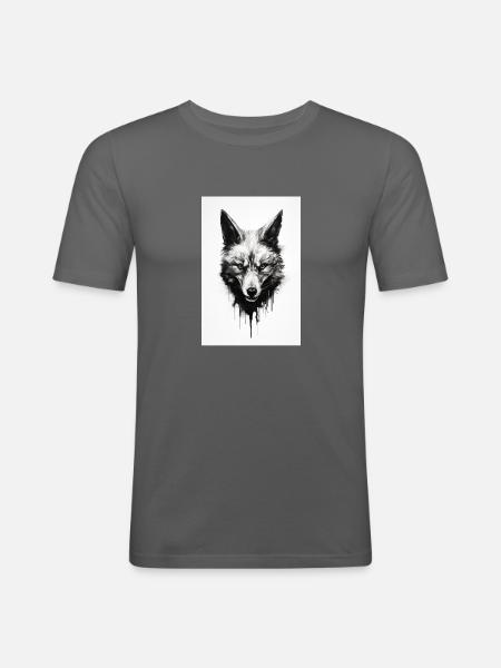 Wütender schwarzer Fuchs - Männer Slim Fit T-Shirt - Graphite