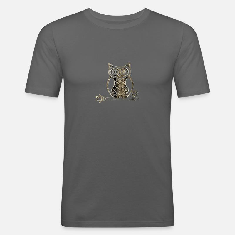 schwarz goldene eule - Männer Slim Fit T-Shirt - Graphite