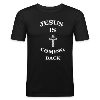 Jesus Christ Resurrection Savior Messiah Saying - Men's Slim Fit T-Shirt - black - Front - Nik (191cm)