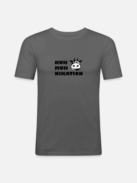 Kommunikation Kuh - Männer Slim Fit T-Shirt - Graphite