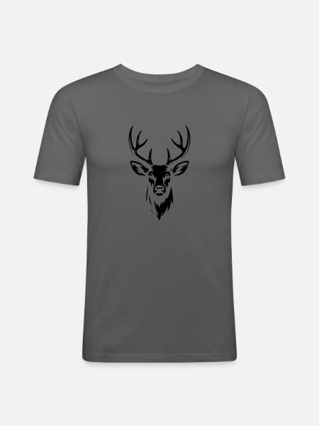 Hirschkopf in Schablone StilB - Männer Slim Fit T-Shirt - Graphite