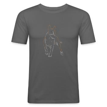 Bullterrier Hund - Männer Slim Fit T-Shirt - Graphite - Vorne - Nik (191cm)