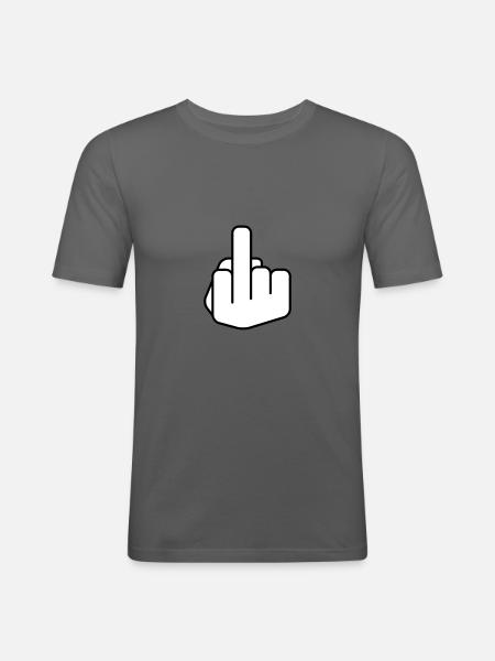 Mittelfinger Piktogramm - Männer Slim Fit T-Shirt - Graphite