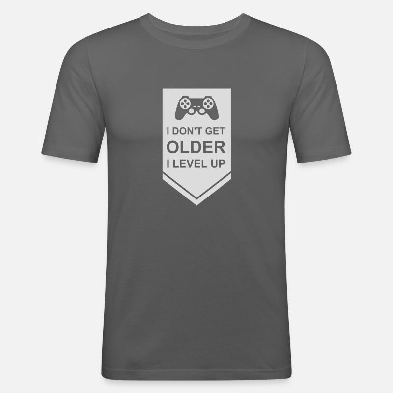 get older level up - Männer Slim Fit T-Shirt - Graphite