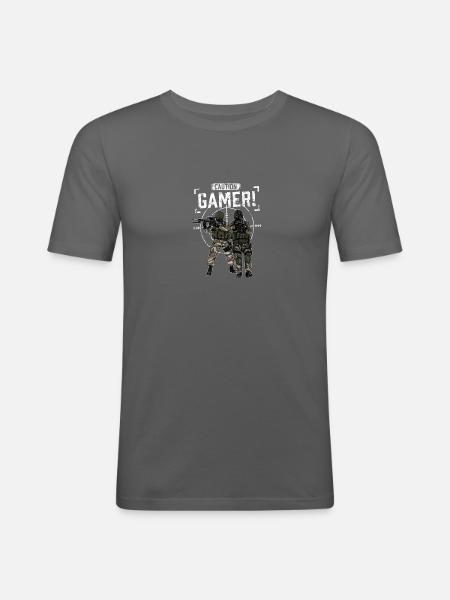 Nerd Gamer Designs Troops - Männer Slim Fit T-Shirt - Graphite