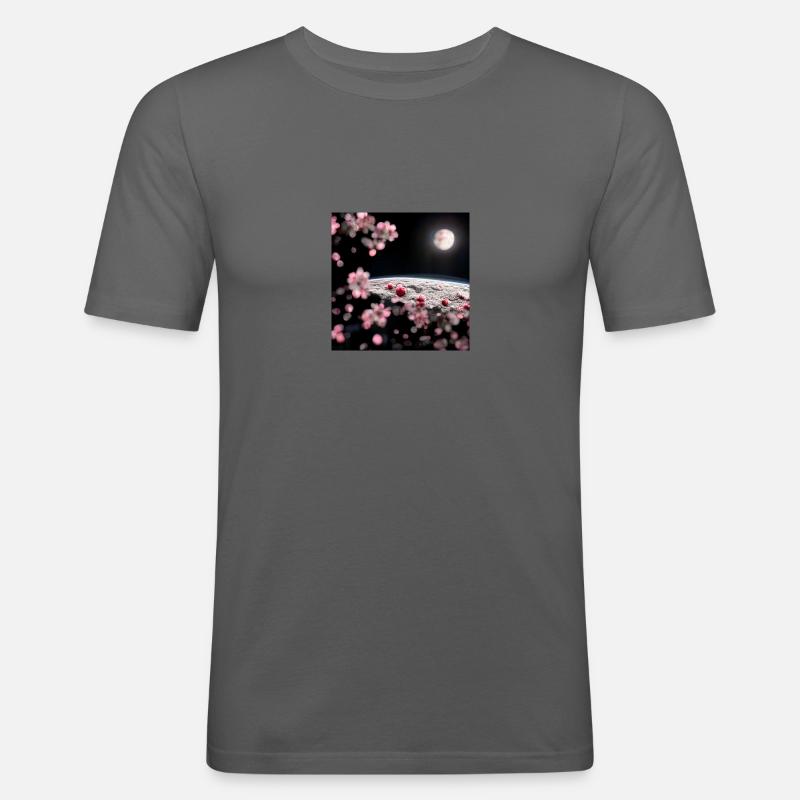 Cherry Tree on the Moon - Männer Slim Fit T-Shirt - Graphite