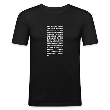 NFT LIST (white) - Men's Slim Fit T-Shirt - black - Front - Nik (191cm)