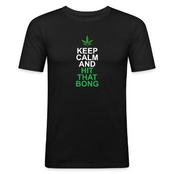 Keep Calm Bong Kiffer - Männer Slim Fit T-Shirt - Schwarz - Vorne - Nik (191cm)