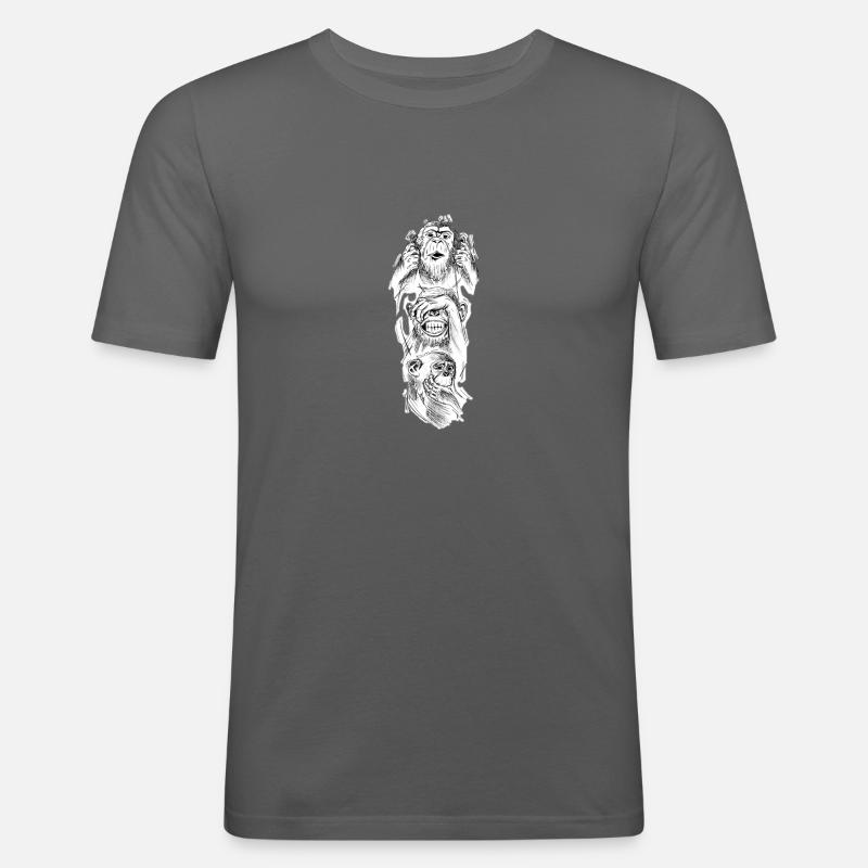 Drei Affen - Männer Slim Fit T-Shirt - Graphite
