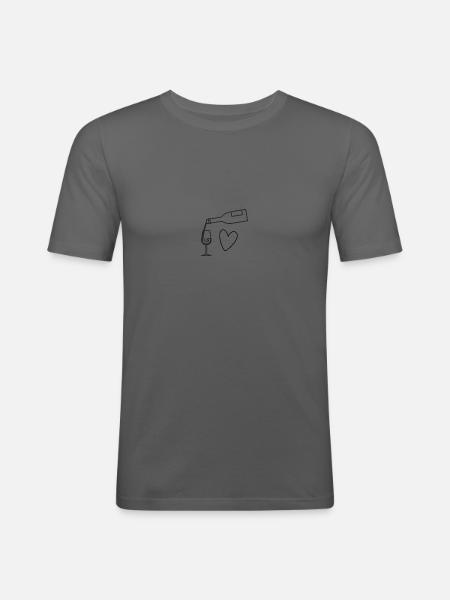 Wein und Herz - Männer Slim Fit T-Shirt - Graphite