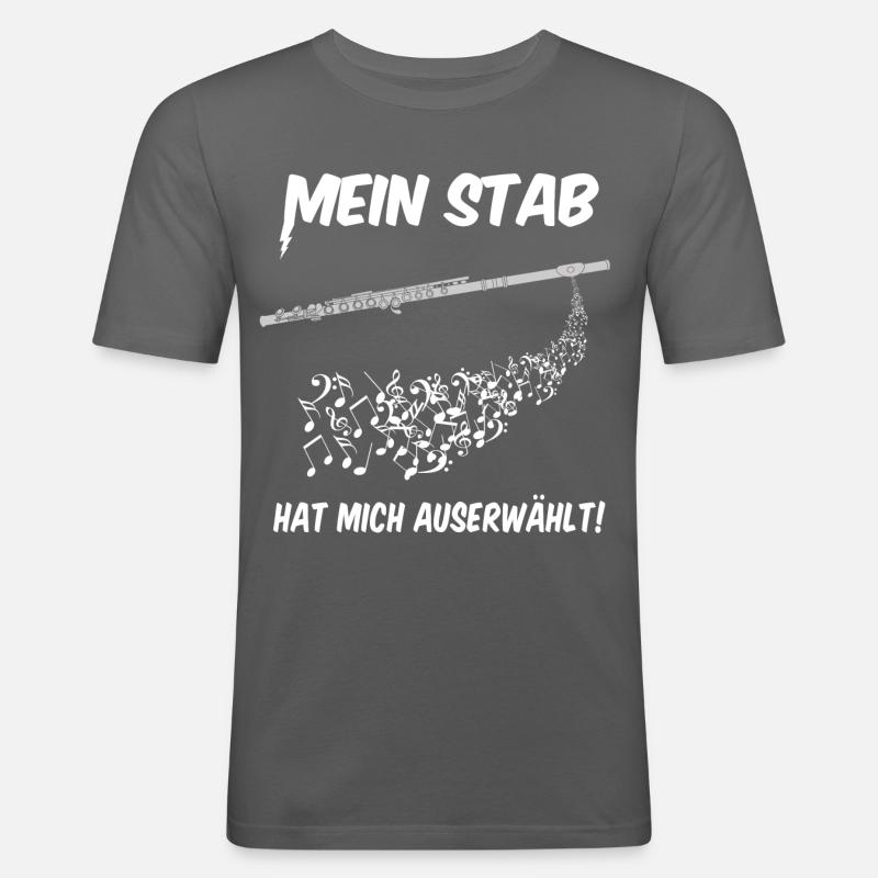 Querflöte - auserwählt - Männer Slim Fit T-Shirt - Graphite