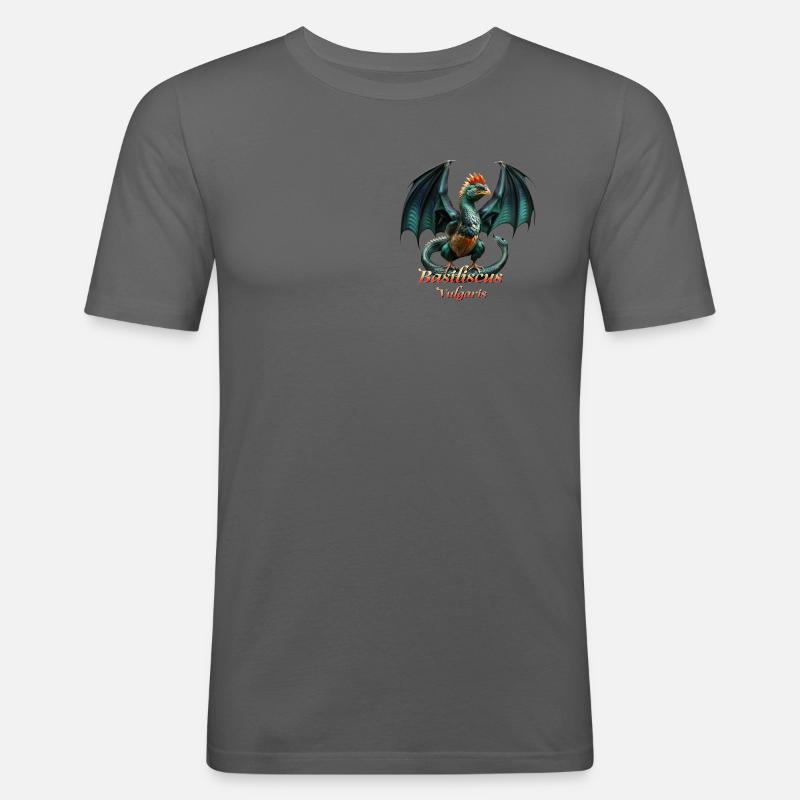 BASILISCUS Evil DRAGON - Männer Slim Fit T-Shirt - Graphite