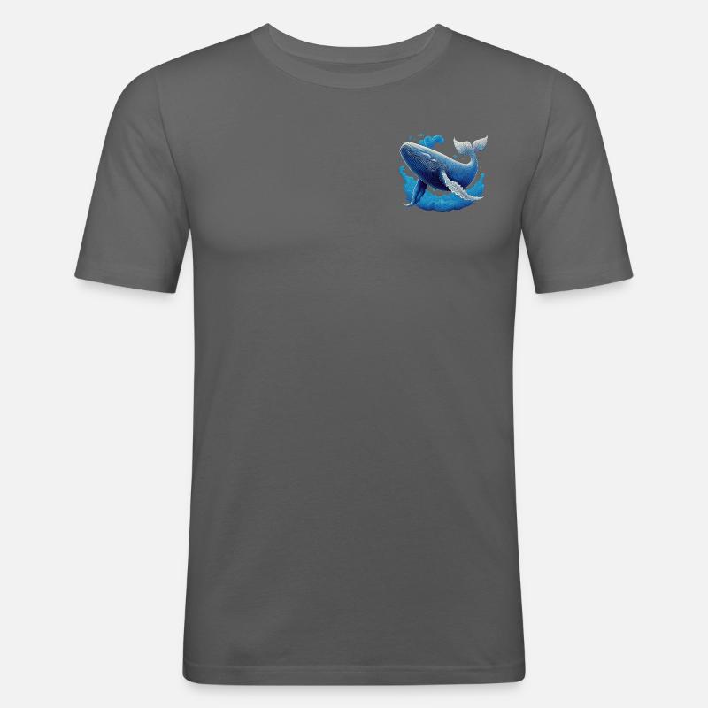 Wal blue Ocean - Männer Slim Fit T-Shirt - Graphite