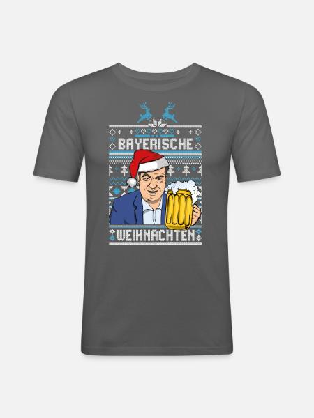 Söder Bayerische Weihnachten - Männer Slim Fit T-Shirt - Graphite