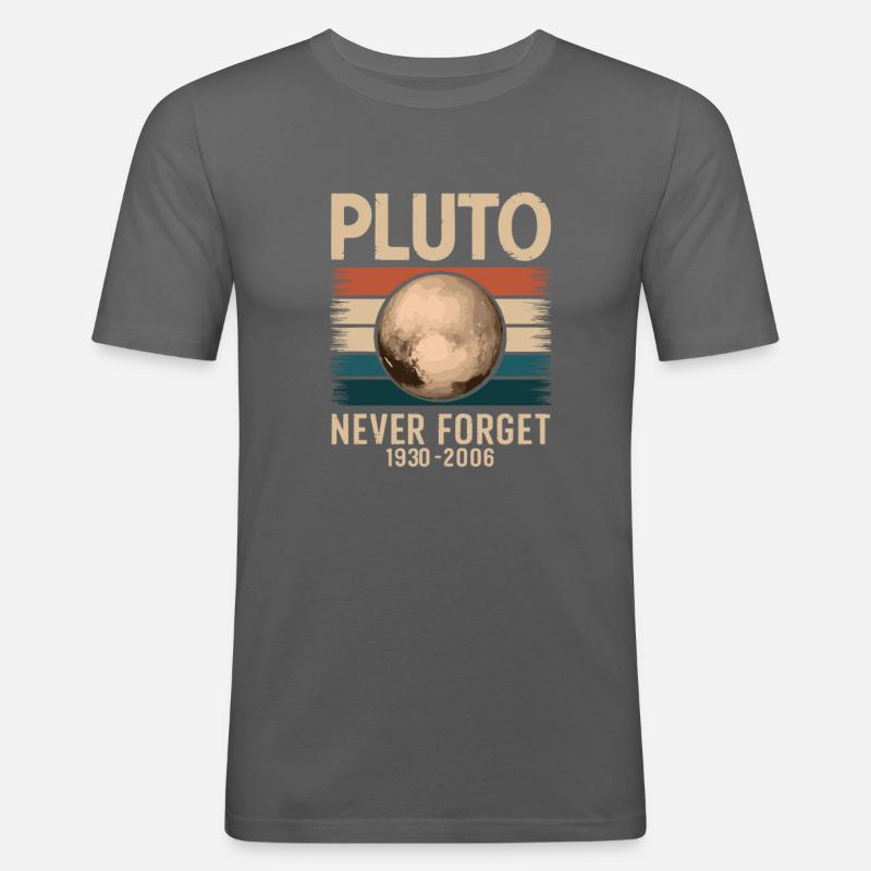 Never forget Pluto - Männer Slim Fit T-Shirt - Graphite