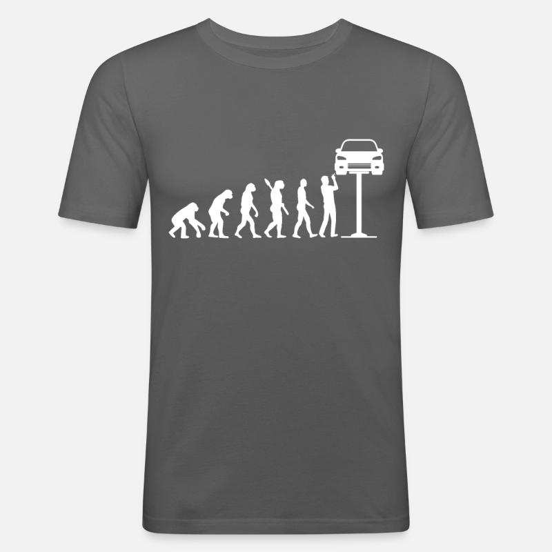 Mechaniker Evolution Auto Schrauber Geschenk - Männer Slim Fit T-Shirt - Graphite