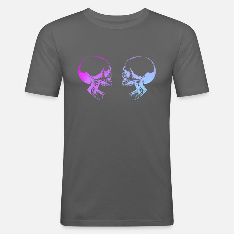 Doppelte Schädelkunst - Männer Slim Fit T-Shirt - Graphite