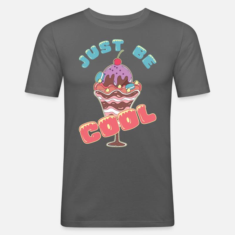 Eiscreme logo Sommer Softeis Geschenkidee - Männer Slim Fit T-Shirt - Graphite