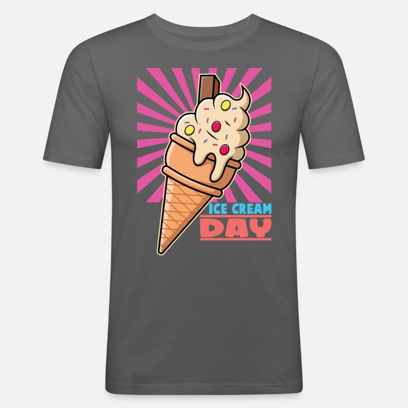 Eiscreme logo Sommer Softeis Geschenkidee - Männer Slim Fit T-Shirt - Graphite