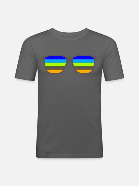 Retro Sunglases - Männer Slim Fit T-Shirt - Graphite
