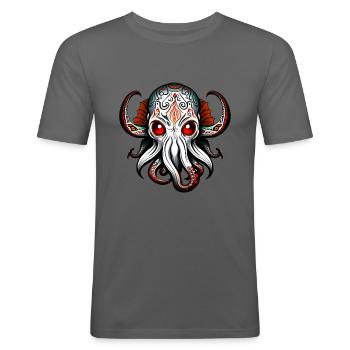 Charm of Lovecraft: Adorable Cute Baby Cthulhu - Men's Slim Fit T-Shirt - graphite grey - Front - Nik (191cm)