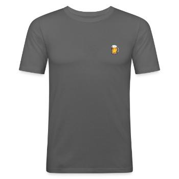 Frankenwaldshirts - Bier Motiv - Männer Slim Fit T-Shirt - Graphite - Vorne - Nik (191cm)