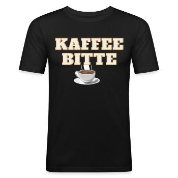 Kaffee Bitte - Männer Slim Fit T-Shirt - Schwarz - Vorne - Nik (191cm)