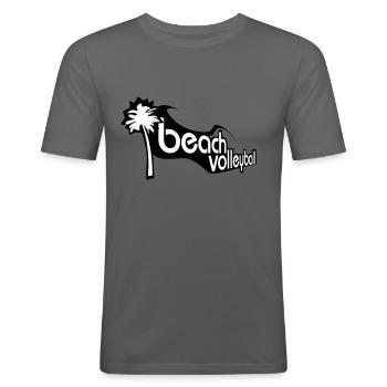 Beachvolleyball und Palme - Männer Slim Fit T-Shirt - Graphite - Vorne - Nik (191cm)