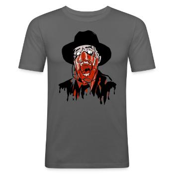 Toht - Melting Face - Horror Schmelzendes Gesicht - Men's Slim Fit T-Shirt - graphite grey - Front - Nik (191cm)