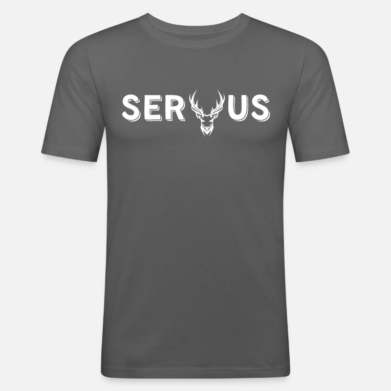 Servus Bayern Hirsch Bayerisch Biergarten - Männer Slim Fit T-Shirt - Graphite