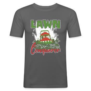 Rasenmäher Lawn Conqueror Rasenpflege - Männer Slim Fit T-Shirt - Graphite - Vorne - Nik (191cm)