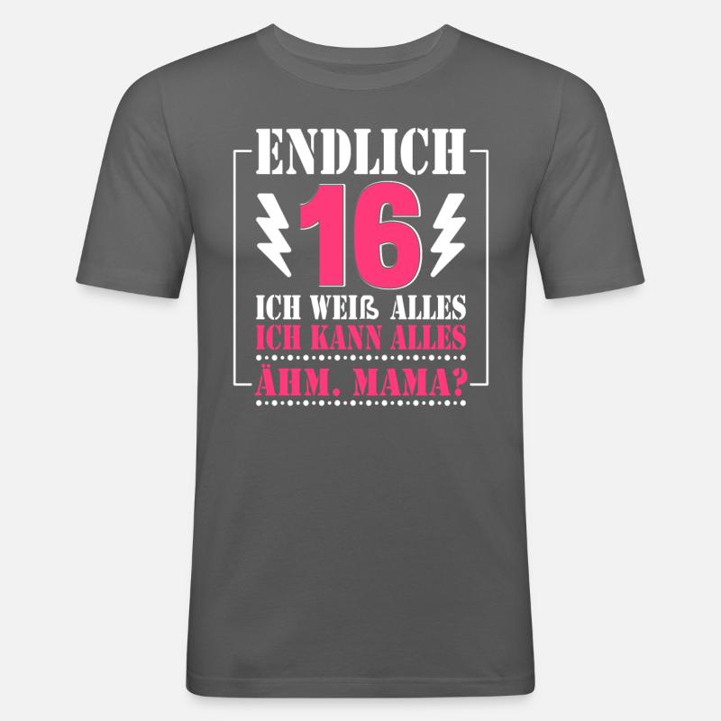 Endlich 16 - Männer Slim Fit T-Shirt - Graphite