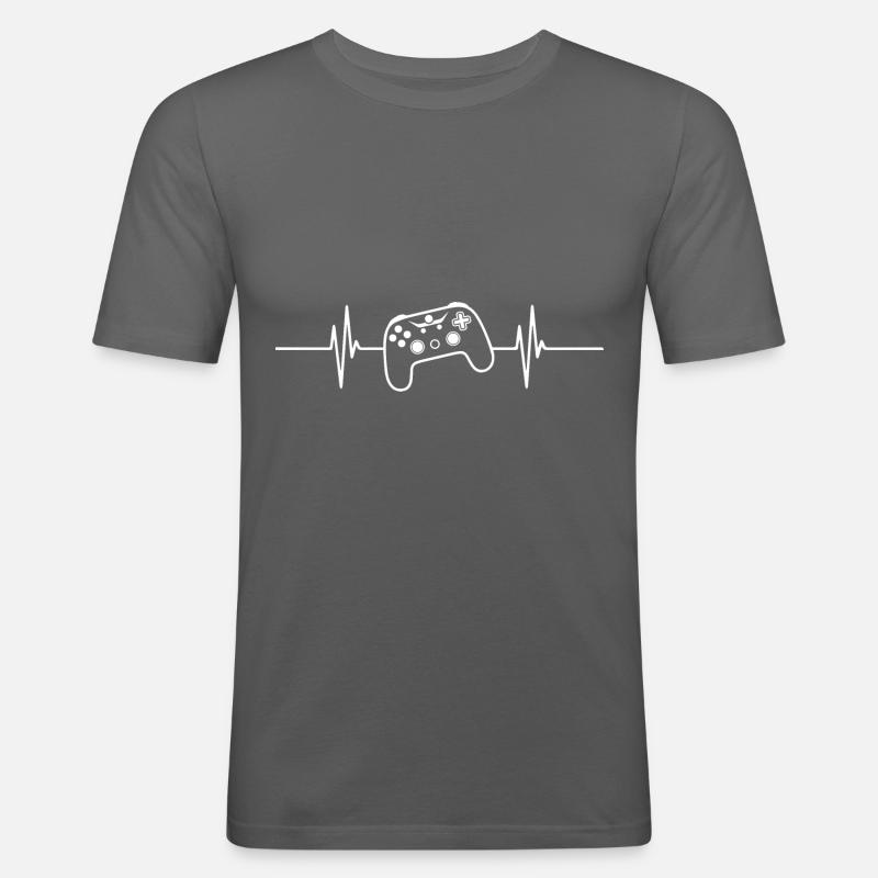 Game Controller Herzschlag - Männer Slim Fit T-Shirt - Graphite