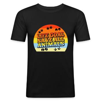 Objectif de vie sauver tous les animaux - T-shirt près du corps Homme - noir - Devant - Nik (191cm)