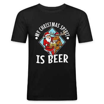 My christmas spirit is Beer - Männer Slim Fit T-Shirt - Schwarz - Vorne - Nik (191cm)