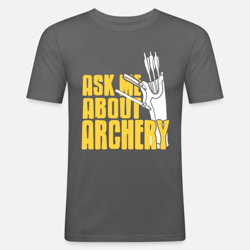 Ask me about Archery - Männer Slim Fit T-Shirt - Graphite