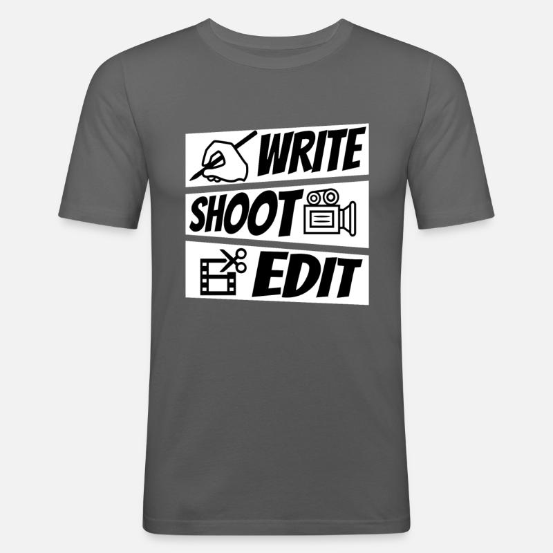 Write Shoot Edit Repeat - Männer Slim Fit T-Shirt - Graphite