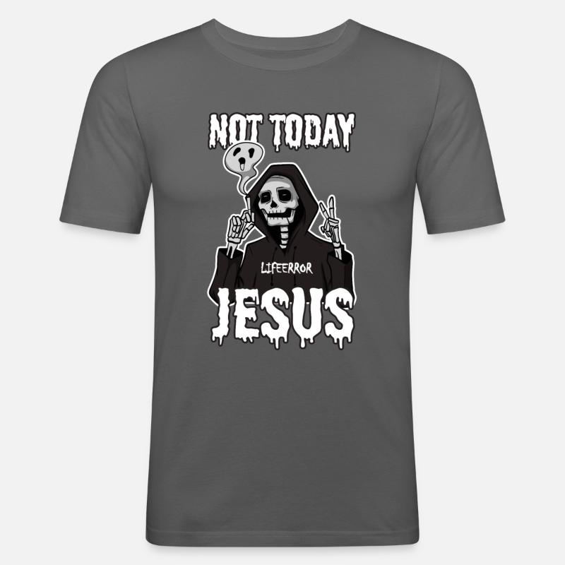 Not Today Jesus - Lifeerror - Männer Slim Fit T-Shirt - Graphite