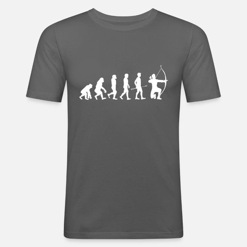 Evolution Vom Bogenschießen - Archery Evolution - Männer Slim Fit T-Shirt - Graphite