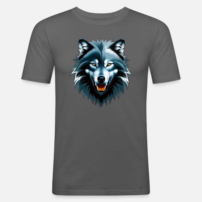 Wolf - Männer Slim Fit T-Shirt - Graphite