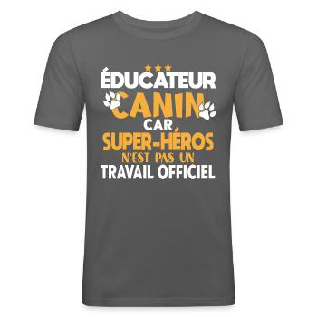 éducateur canin, idée cadeau métier, dressage - T-shirt près du corps Homme - gris graphite - Devant - Nik (191cm)