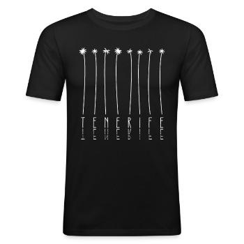 Palm - Îles Canaries Tenerife - T-shirt près du corps Homme - noir - Devant - Nik (191cm)