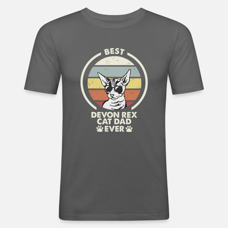 Cat Dad - Devon Rex Cat - Männer Slim Fit T-Shirt - Graphite