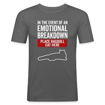 Emotional - Ragdoll Katze - Männer Slim Fit T-Shirt - Graphite - Vorne - Nik (191cm)